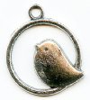 1 21mm Round Antique Silver Bird Pendant