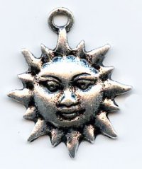 1, 21x16mm Antique Silver Smiling Sun / Face Pendant