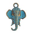 1, 22x15mm Brass Patina Elephant Head Pendant / Charm