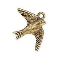 1 23x16.5mm Antique Gold Swallow / Bird Pendant