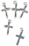 5 25x15mm Silver Grooved Point Cross Pendants