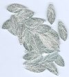 36 28x10mm Embossed Silver Plated Leaf Pendants