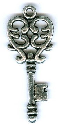1 30x13.5mm Antique Silver Fancy Key Pendant