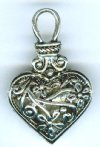 1 30x20x9mm Antique Silver Open Puffed Filigrae Heart Pendant