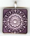 1 31x31mm Antique Silver Purple Epoxy Flower Pendant