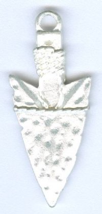 1 35x15mm Bright Matte Silver Arrowhead Pendant