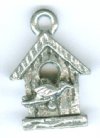 1 17mm Antique Silver Finish Birdhouse Pendant