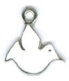 1 16x15mm White Enamelled Dove Pendant