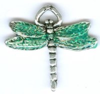1 22x23mm Enamel and Antique Silver Dragonfly Pendant