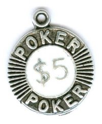1 15mm Silver Enameled Poker Chip Pendant