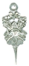 1 27x11mm Antique Silver Fairy with Flowers Pendant
