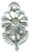 1 15mm Antique Silver Finish Flower with Stem Pendant
