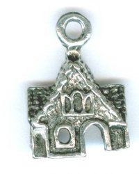 1 17mm Antique Silver Ginger Bread House Pendant