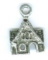 1 17mm Antique Silver Ginger Bread House Pendant