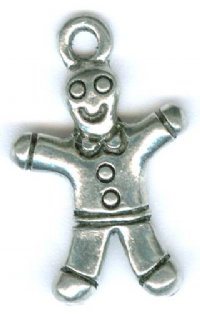 1 19mm Antique Silver Gingerbread Man Pendant