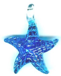 1 30x24mm Aqua Lustre Glass Starfish Pendant