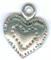 1 13x11mm Antique Silver Dimpled Heart Pendant