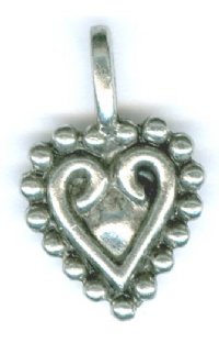 1 19mm Antique Silver Fancy Heart Pendant