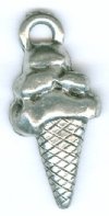 1 20mm Antique Silver Finish Ice Cream Cone Pendant