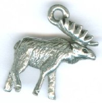 1 17x17mm Antique Silver Moose Pendant