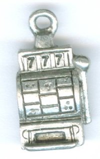 1 19x10mm Antique Silver One-Armed Bandit/Slot Machine Pendant