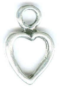 1 19x12mm Brushed Antique Silver Open Heart Pendant