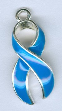 1 23mm Silver and Blue Curved Enamel Ribbon Pendant