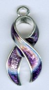 1 23mm Transparent Purple Curved Pancreatic Cancer Ribbon Pendant
