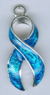1 23mm Transparent Blue Curved Ovarian Cancer Ribbon Pendant