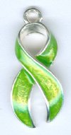 1 23mm Transparent Green Curved Organ Donor Ribbon Pendant