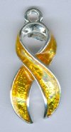 1 23mm Transparent Yellow Curved Hope Ribbon Pendant