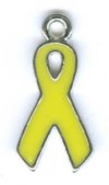 1 19mm Silver and Yellow Enamel Ribbon Pendant (Hope)