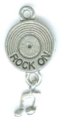 1 28x13mm Antique Silver Record with Note Pendant