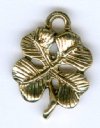 1 17x12mm Antique Gold Finish Four Leaf Clover / Shamrock Pendant