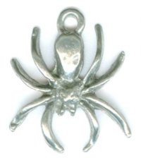 1 17mm Antique Silver Spider Pendant