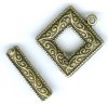 1 18mm Antique Brass Pewter Square Scroll Toggle