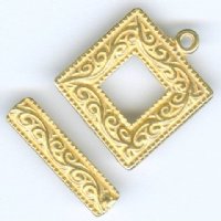 1 18mm Bright Gold Pewter Square Scroll Toggle