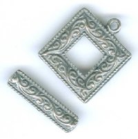 1 18mm Antique Silver Pewter Square Scroll Toggle