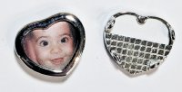 1, 17.5x19.7mm Silver Plated Heart Photo Frame Slider