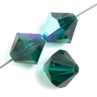 50 4mm Emerald AB Preciosa Bicone Beads