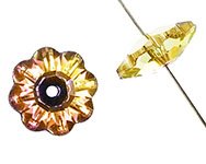 10 6mm Capri Gold Half Coat Preciosa Flower Beads