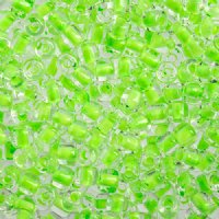 25 Grams 4x4.5mm Crystal and Neon Green Rola Tube Beads