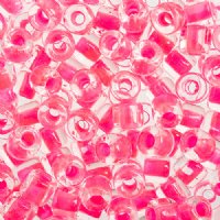 25 Grams 5.8x6.2mm Crystal Colorlined Neon Pink Rola Tube Beads
