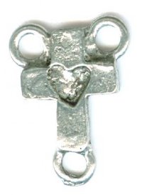 1 14x11mm Antique Silver Heart and Cross Connector