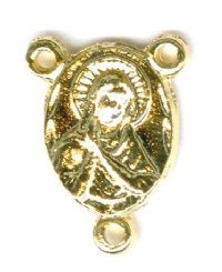 1 15x12mm Gold Sacred Heart Rosary Connector