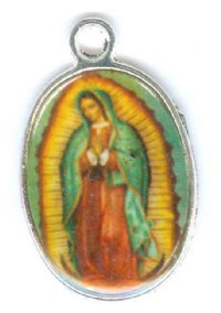 1 25x15mm Antique Silver Mary Resin Pendant