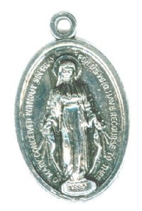1 25x16mm Antique Silver Mary Pray for Our Sin Medal