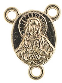 1 12x9.75mm Gold Sacred Heart Rosary Connector