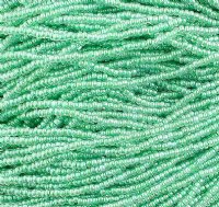 1 Hank of 10/0 Green Color Lined Crystal Seed Beads