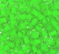50g 2/0 Crystal Colorlined Neon Green Seed Beads